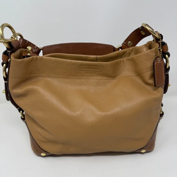 COACH 10615 Brown Leather Carly Slouchy Hobo Bag Tan Brass - Picture 3 of 10